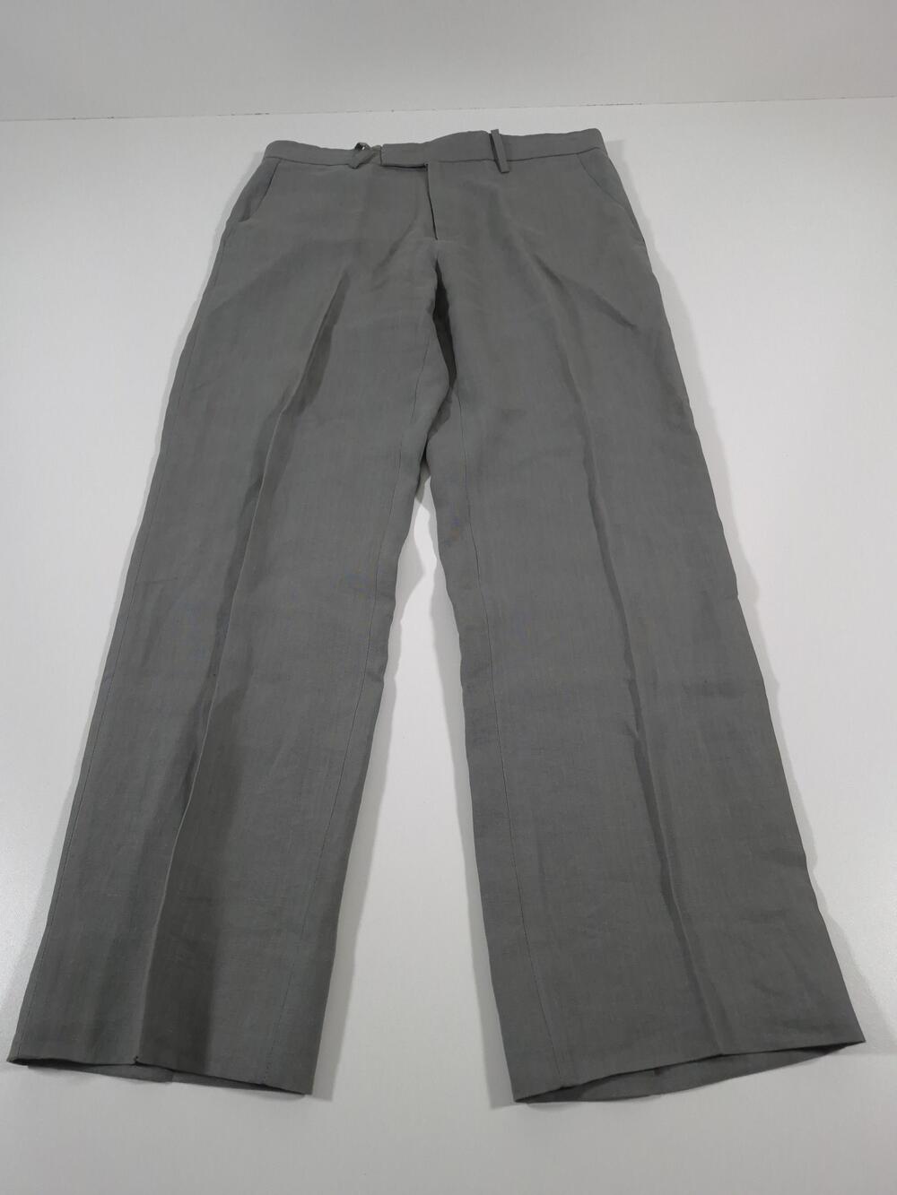 ETRO Dress Pants Mens 34x32 Gray Linen Flat Front Lined Made In Italy Summer